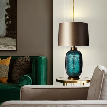 האמריקאי פשוט ירוק זכוכית עיצוב הבית מנורת שולחן הסלון, חדר השינה מחקר ליד המיטה מנורת שולחן led לילה אור לילה